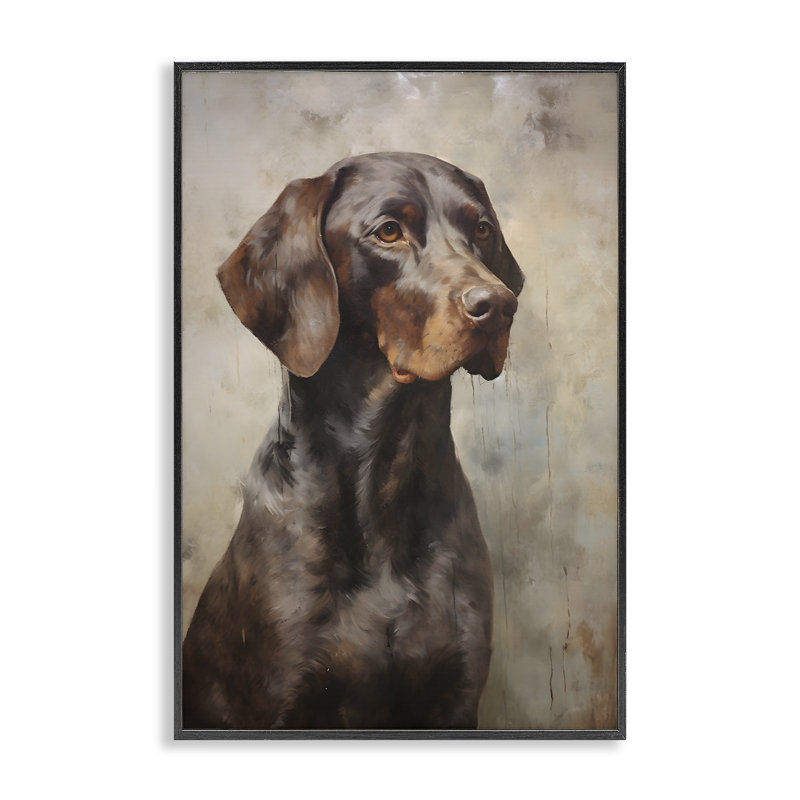 «Brown Labrador Visage», estampe numérique par Petal Prints Design, Giclée encadrée noir minuit, H 18 po x l 12 po