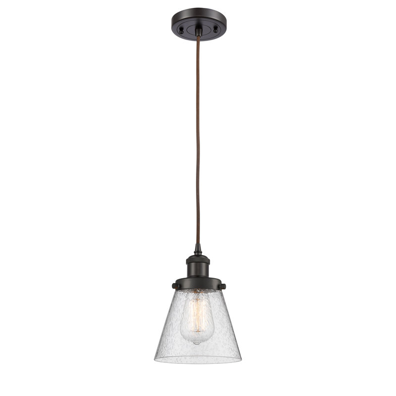 Luminaire suspendu conique à 1 lumière Wilmoth, Grainé, DEL, Bronze huilé