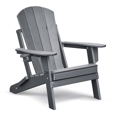 Folding Outdoor Adirondack Chair, HDPE All-Weather Fire Pit Chair, Ergonomic Design Patio Lawn Chair For Outside Deck Garden Backyard Balcony