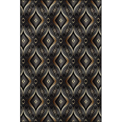 Black Creative Geometric Woven Base Washable Carpet