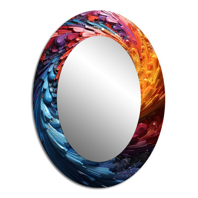 Solitary Spiral Colorful Arc Rainbow II - Abstract Oval Decorative Mirror On Metal