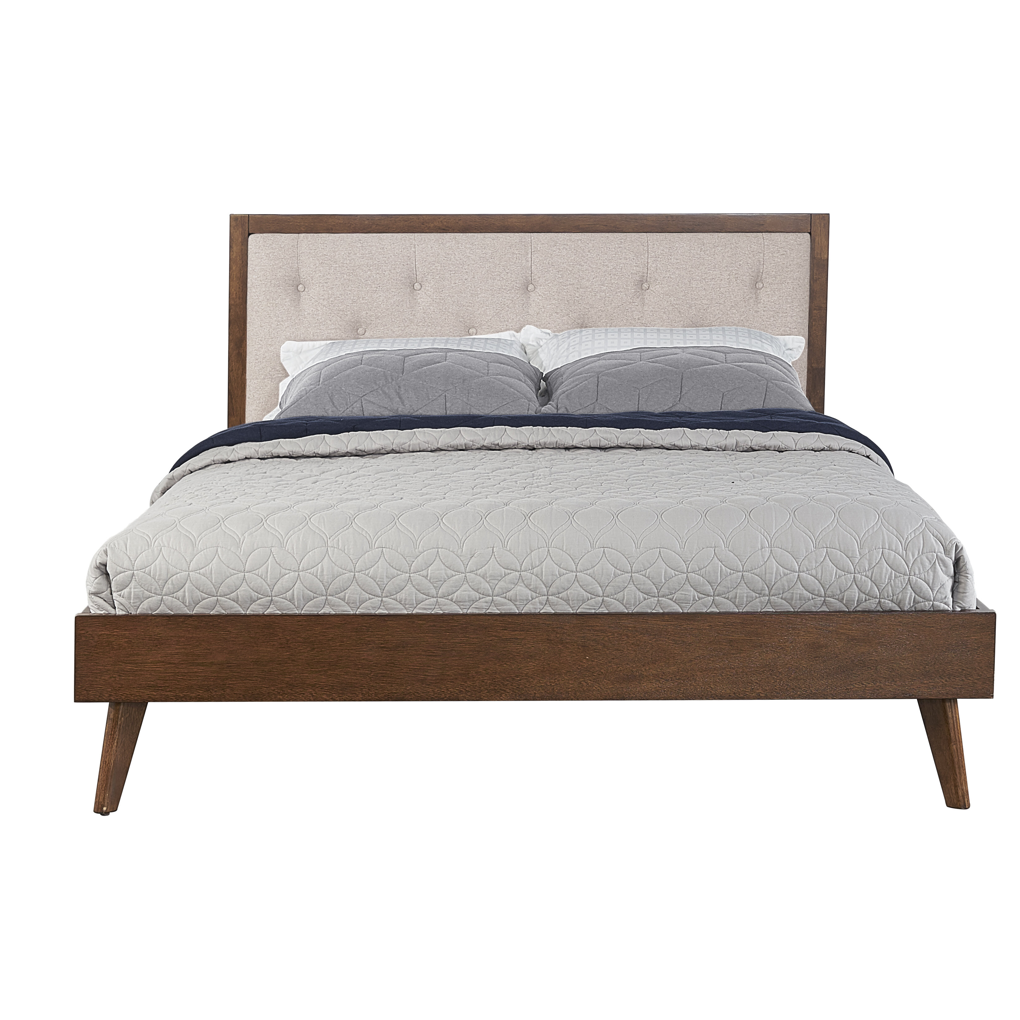 Abril tufted solid wood and deals upholstered low profile platform bed