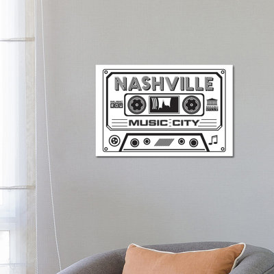 Nashville Cassette - Light Background by Benton Park Prints - Wrapped Canvas Gallery-Wrapped Canvas Giclée