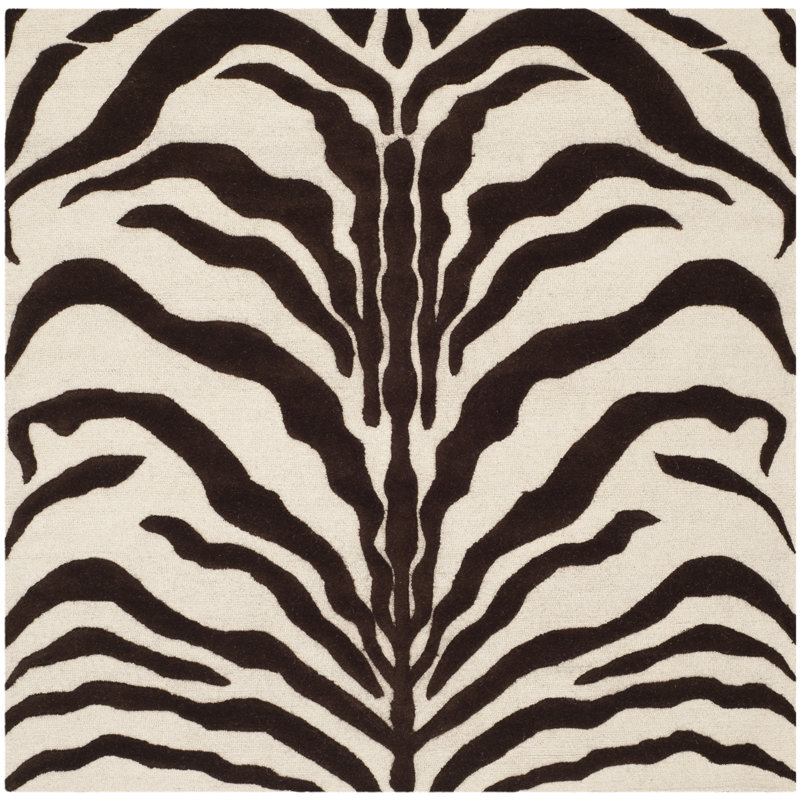 Cambridge Hand Tufted Wool Animal Print Rug, Square 6'