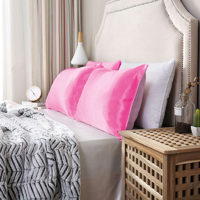 Satin - Set of 2, King Pillowcase, Pink