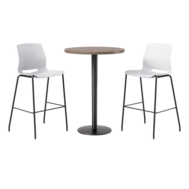 2 - Person Bar Height Dining Set, White/Black, Studio Teak