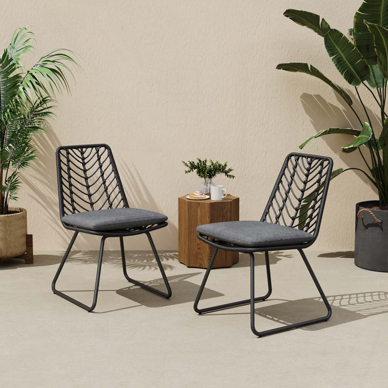 Outdoor Patio Side Chair, Gray, Black