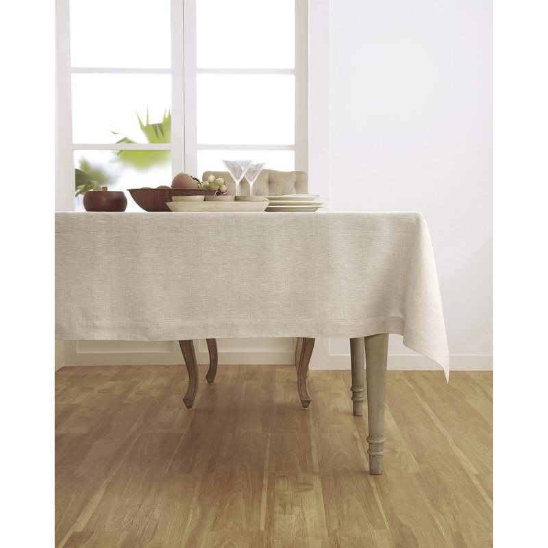 100% Pure Linen Tablecloth - Athena, 90" x 60", Light Natural