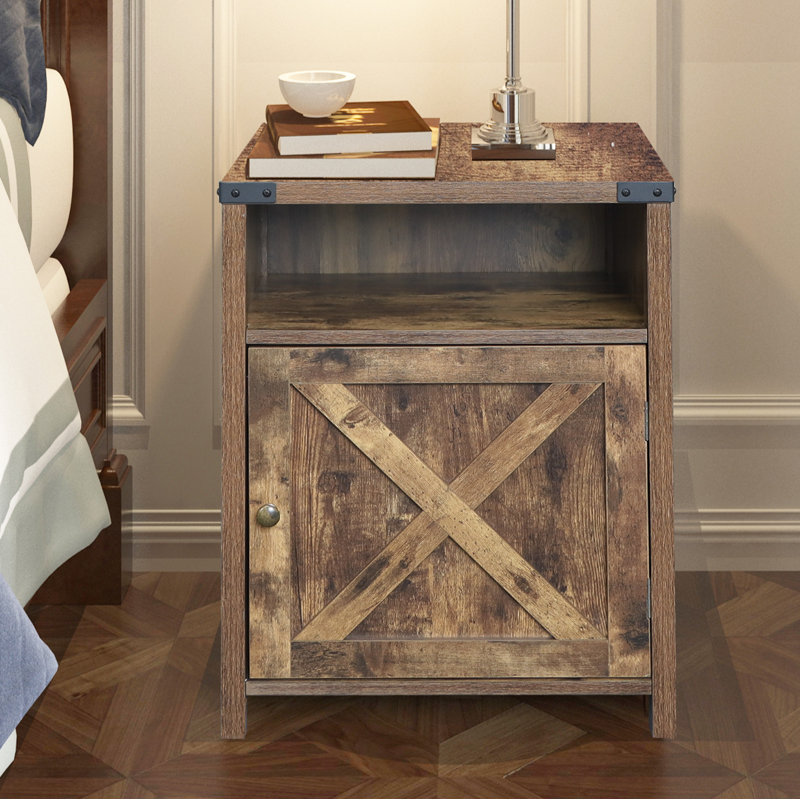 Table de chevet 1 tiroir Kostyantyn, Bois rustique