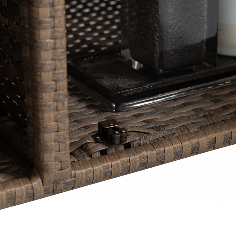 Wicker/Rattan Outdoor Portable Bar Cart, Light Brown
