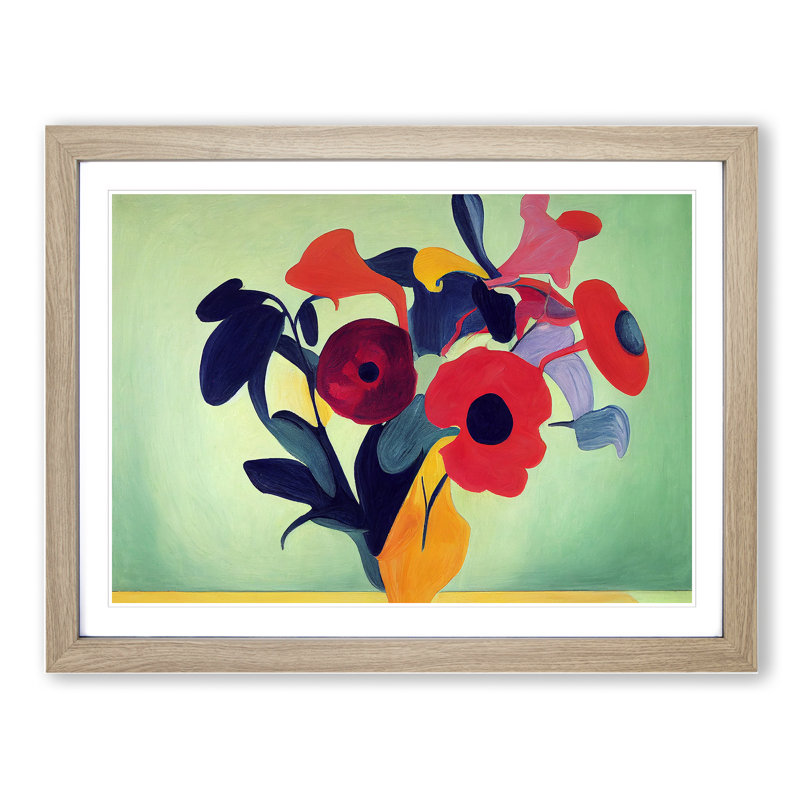 Unbeatable Modern Flowers - Framed Print, 25cm H x 34cm W x 2cm D, Oak Framed