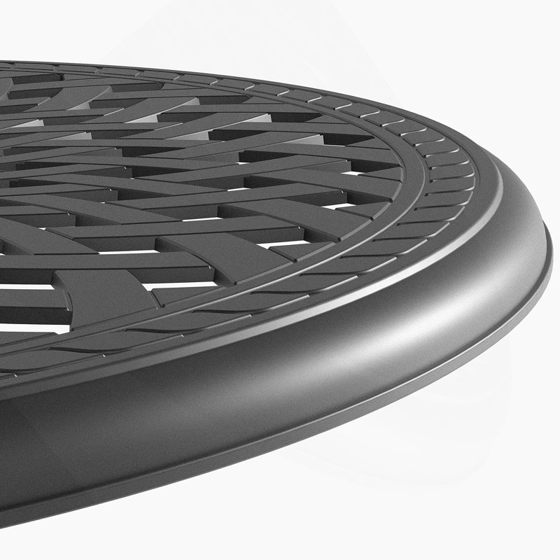 Table de salle à manger 30,71 pouces en fonte d'aluminium avec structure noire et trou pour parasol
