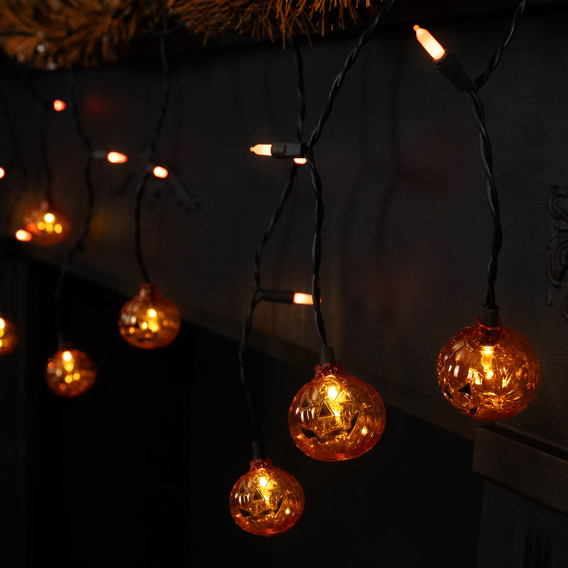 Guirlande de guirlande lumineuse à glaçons à DEL - orange - fil noir 5,25 pi - 25 carats