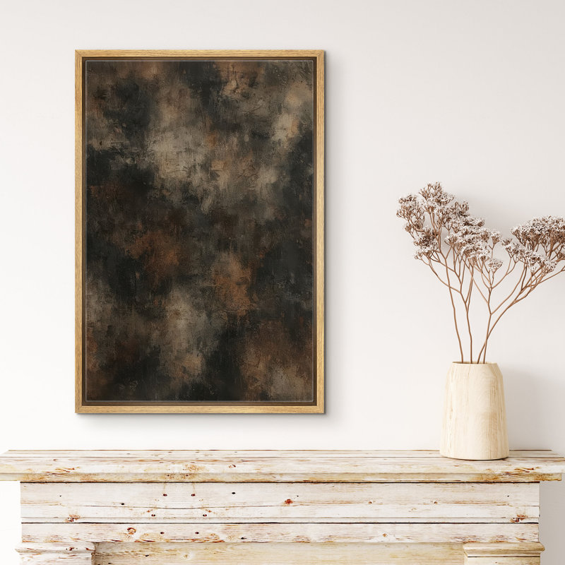 Art abstrait brun foncé - reproduction d'art sur toile encadrée, H 36 po x l 24 po x P 1,5 po, Cadre flottant Naturar
