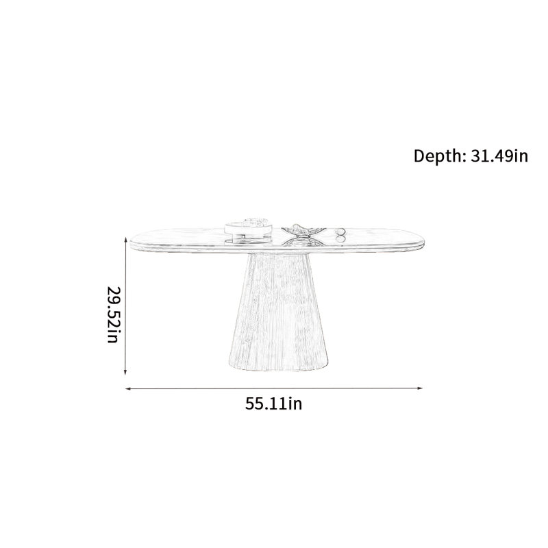 Modern Simple Family Dining Table Oval Dining Table, 29.52"H x 55.11"L x 31.49"W