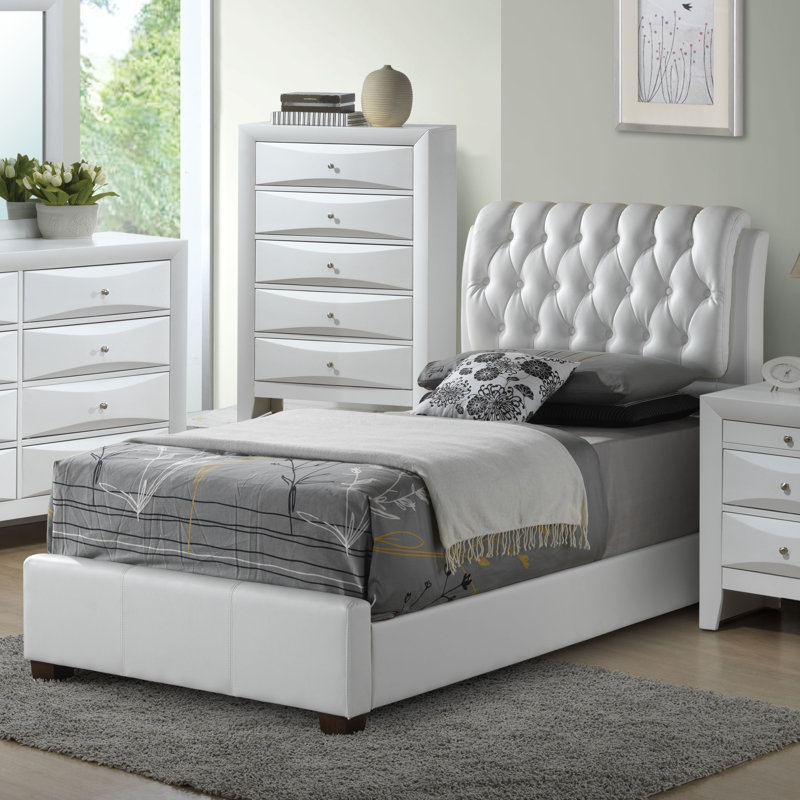 Champetre Vegan Leather Standard Bed, Twin, Cherry