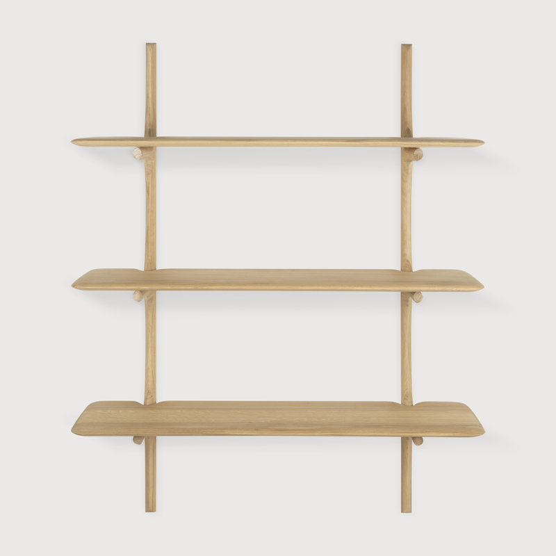 PI 3 Piece Tiered Shelf, Oak Wood