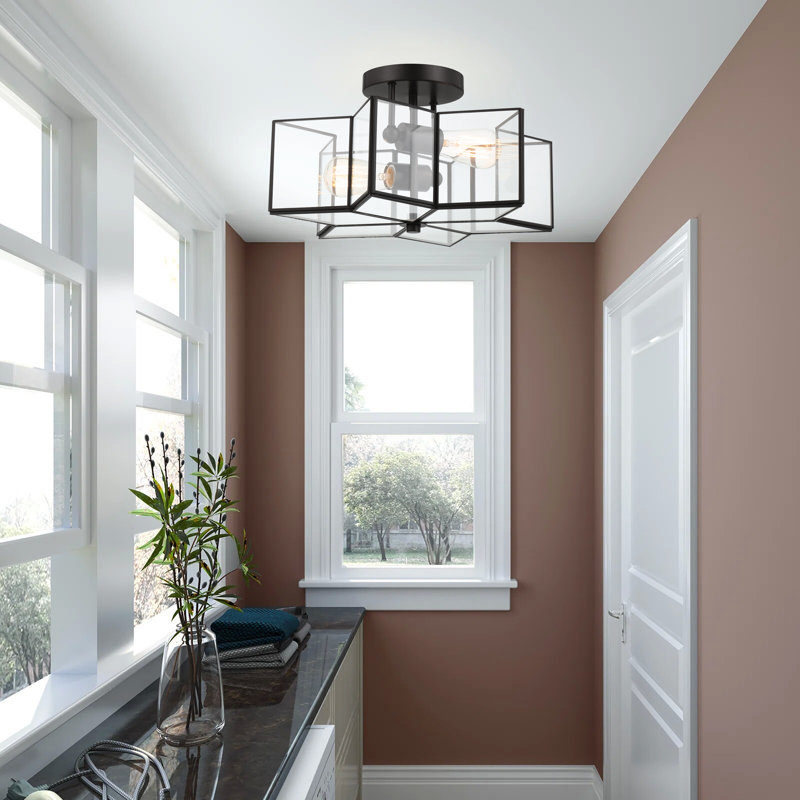 Ardito 2 - Light 41cm Unique/Statement Star Semi Flush Mount Light, Black