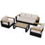 Ensemble de conversation extérieur en aluminium 4 pièces avec coussins en tissu oléfine, ensemble de meubles de patio comprenant un canapé 3 places, 2 fauteuils individuels et une table basse.