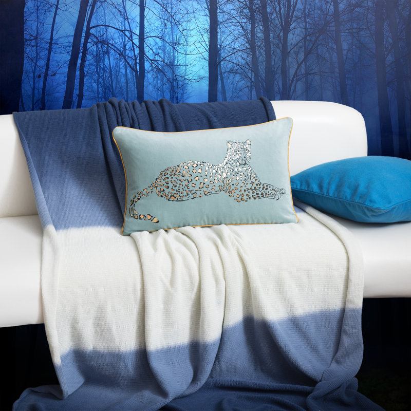 Housse de coussin décoratif léopard, Bleu clair