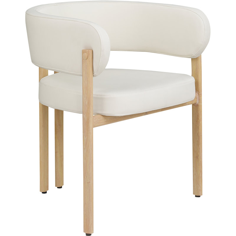 Gideon Unfinished Upholstered Back Arm Chair, Natural, Cream Vegan Leather