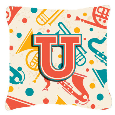 Instruments de musique rétro initiale intérieure/extérieure Throw Pillow