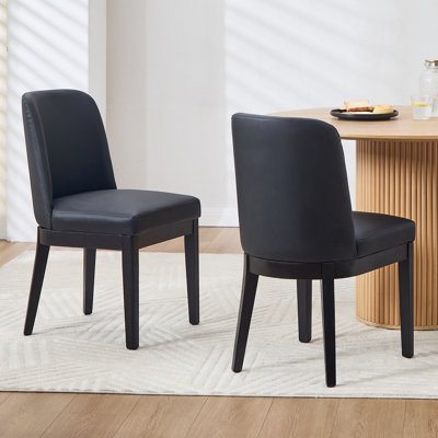 Upholstered Dining Side Chairs With Solid Wood Legs