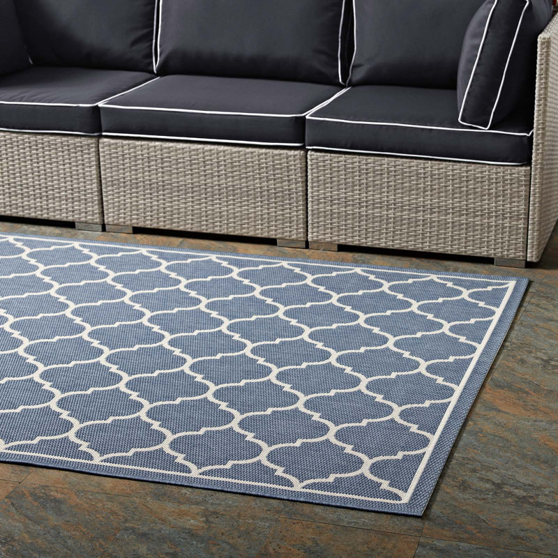 Avena Moroccan Quatrefoil Trellis Indoor and Outdoor 5x8 Area Rug, Rectangle 5' x 8'