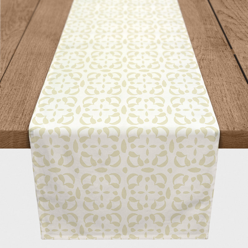 Tile Pattern Cream 4 Table Runner, Cream