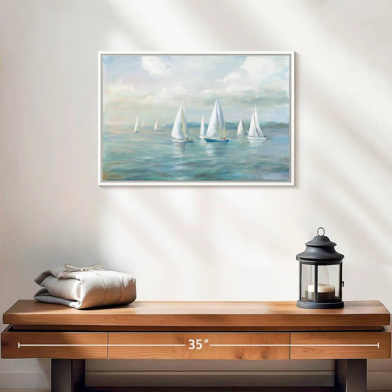 En route pour l'océan, Cadre flottant blanc, 19 po x 13 po
