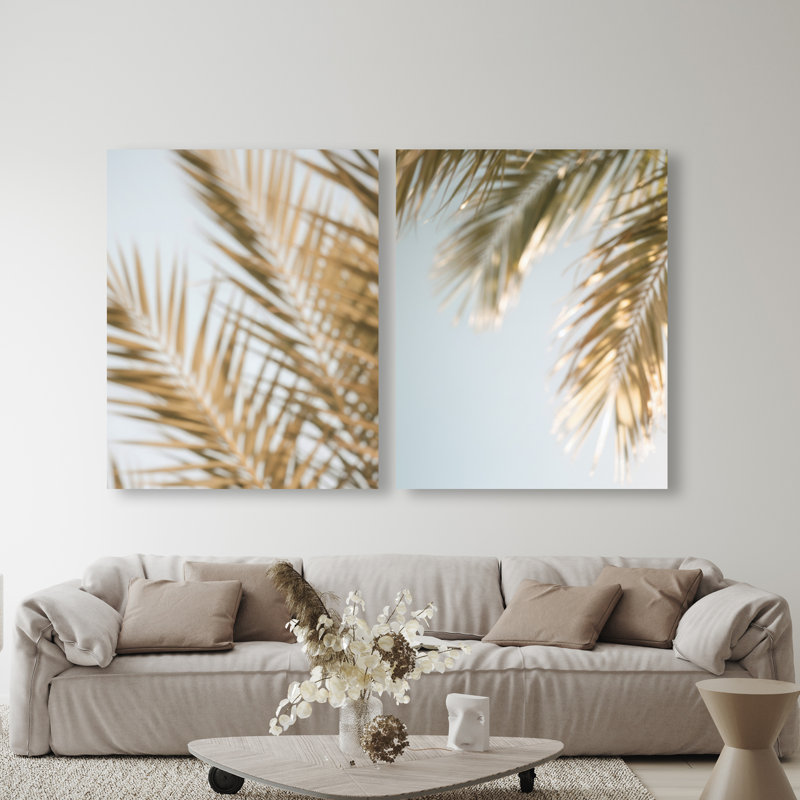 Palm Visions Set Floral & Botanical Canvas Print by Oliver Gal, Black Frame, 16 x 20, 36"H x 45"W, Gallery Wrapped