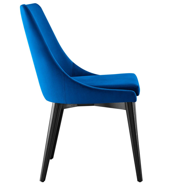 Navy Velvet Upholstered Dining Chair with Metal Legs