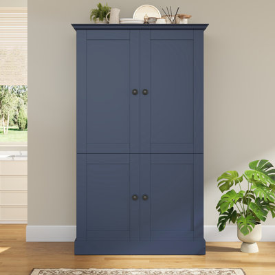 Armoire de cuisine autoportante avec 4 portes, 3 tiroirs, 6 tablettes et 6 supports à vin pour un rangement et une organisation efficaces