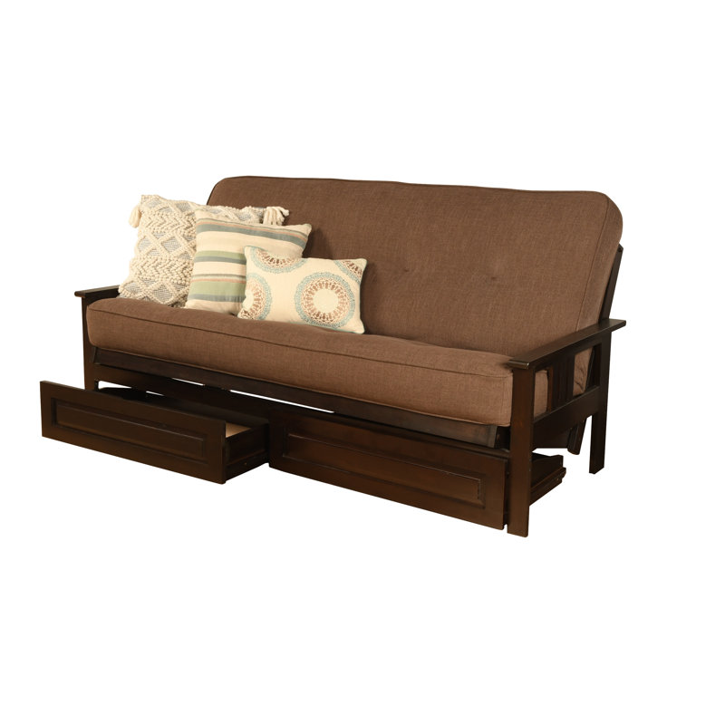 La base de futon pleine grandeur Stratford comprend des tiroirs de rangement et un matelas, Premium Pocket Coil, Espresso