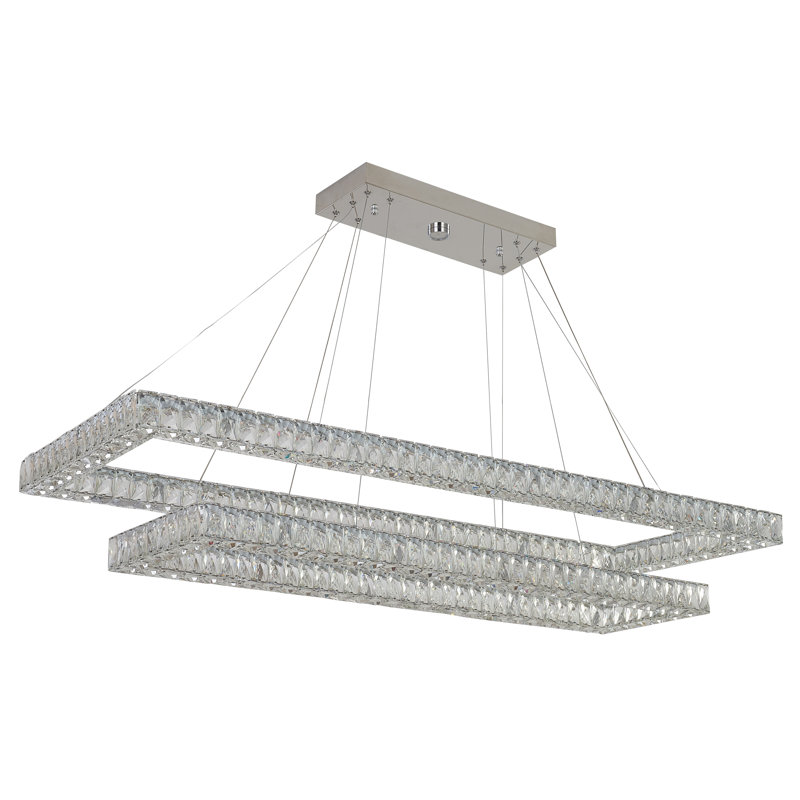 Lott 8-Light 2-Tier Chrome LED Chandelier With Clear Crystal Accents