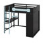 Lit mezzanine en bois avec bureau, garde-robe ouverte, compartiments de rangement et lumières RVB, pleine grandeur-2028162628