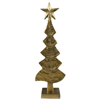 Wavy Tree With Star, Gold - Lrg