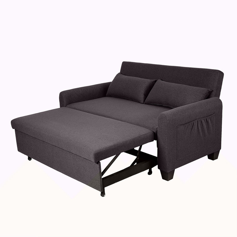Extra-Large 61-Inch 2-In-1 Fabric Sofa Bed, Double Sofa With Storage Bag, Reinforced Iron Frame, Adjustable Backrest And Cushions, Suitable For Bedrooms, Living Rooms And Outdoor Areas.