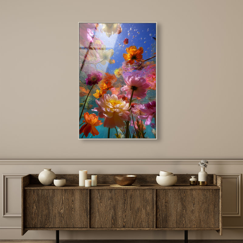 Liquid Bloom II Print, 37"H x 25"W, Silver Floater Frame
