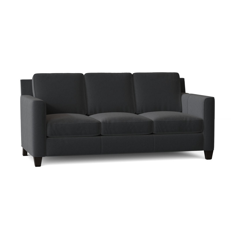 Yorba Leather Sofa, Aline Fumo Genuine Leather, Cobblestone