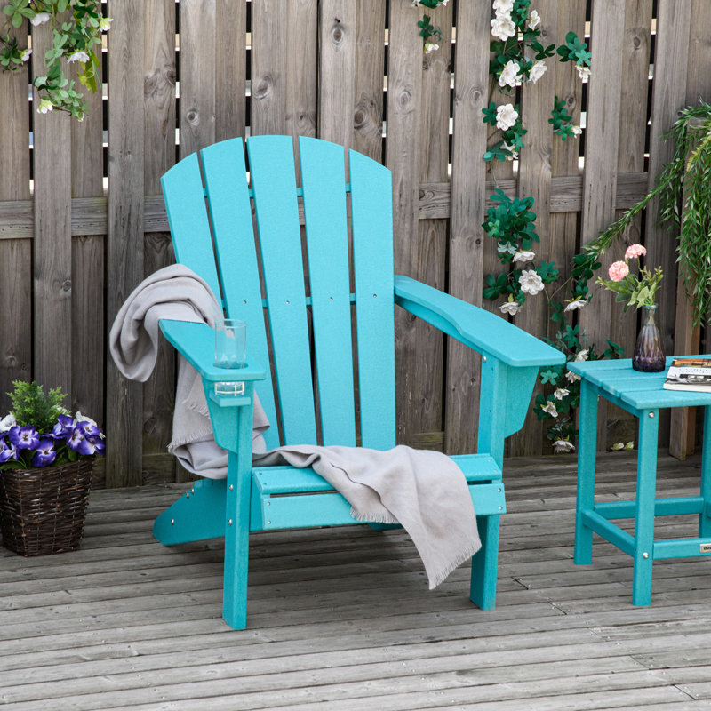 Chaise Adirondack avec porte-gobelet Outsunny, Bleu