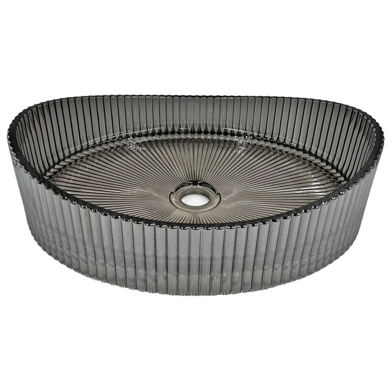 Decorative 20" Oval Vessel Sinks With 60" White Base, Black