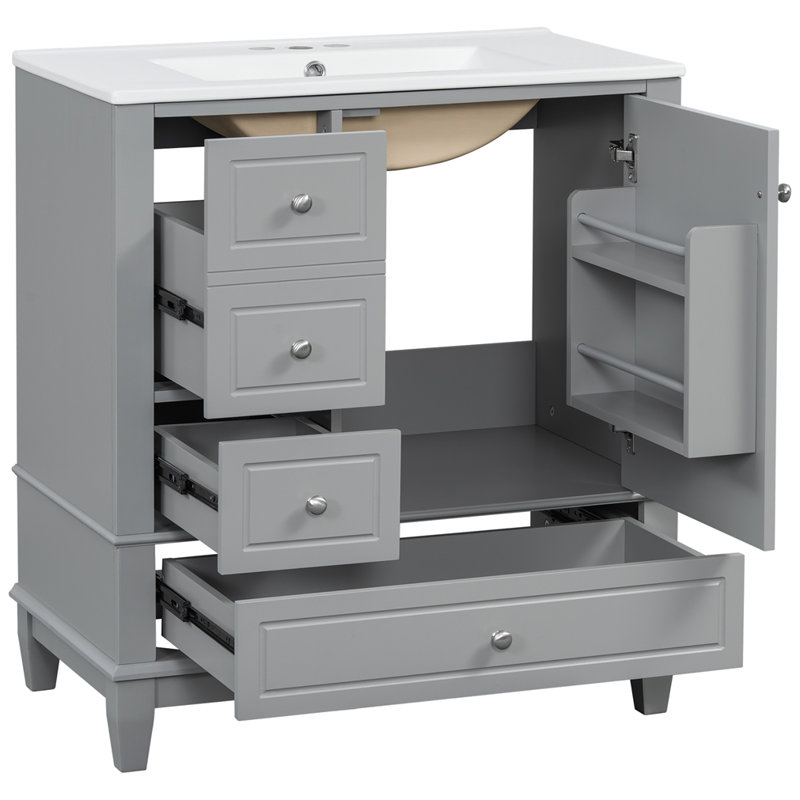 Meuble-lavabo 30 po avec lavabo, Gris