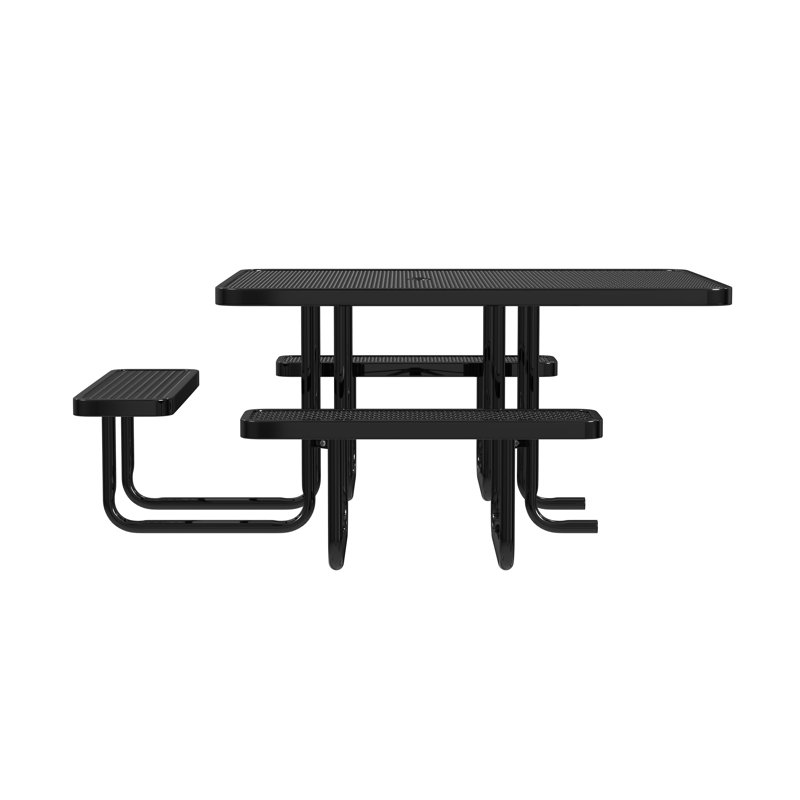 Leisure Craft 46" Square ADA Accessible Outdoor Picnic Table with 3 Bench Seats, Black