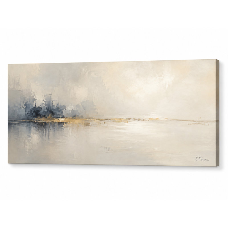 «Airy Blue Mist», art mural sur toile abstraite panoramique, H 27,5 po x l 55 po x P 1,5 po