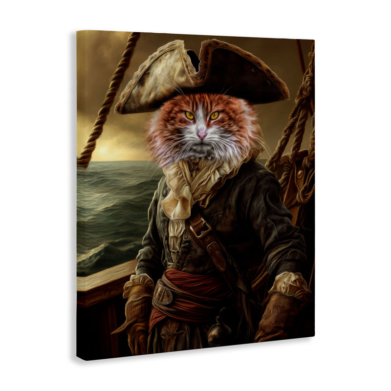Toile Swashbuckling Whiskers Cat, conception de Kelley Parker, H 30 po x l 24 po