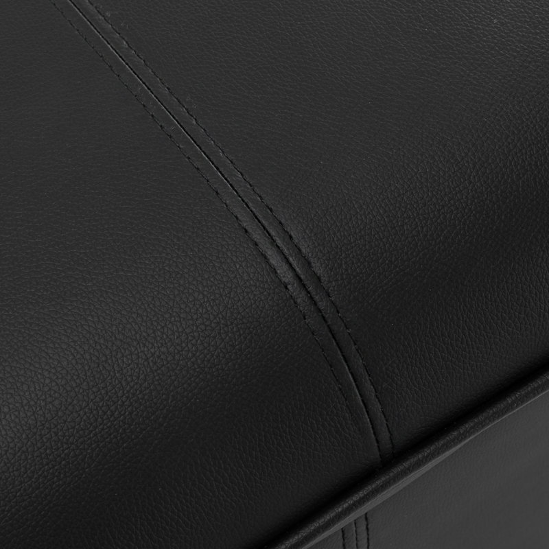 Breeanna Faux Leather Upholstered Storage Bench, Black Faux Leather