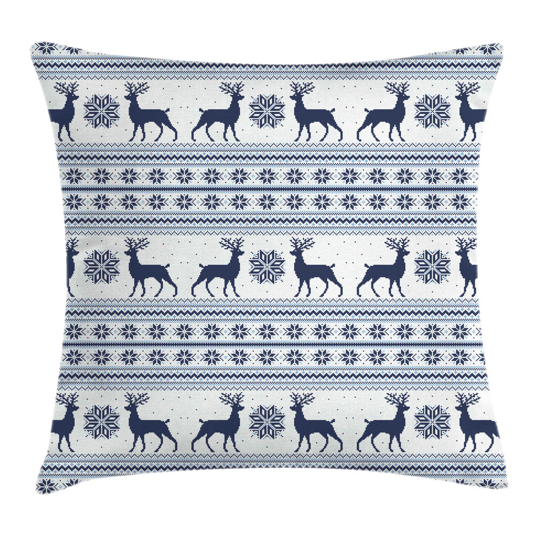 Kissenbezug, Pixelkunstart Reindeer, nordisch, Blassblau Dunkelblau