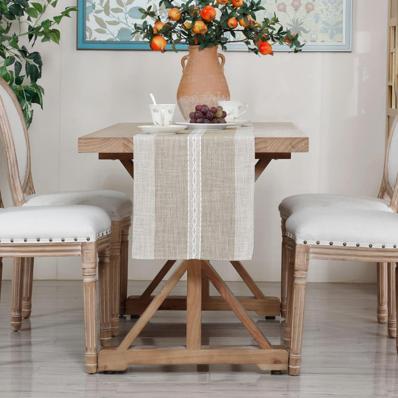 Ahlexis Runner Striped Fabric Table Runnner, 13" W x 48" L, Brown