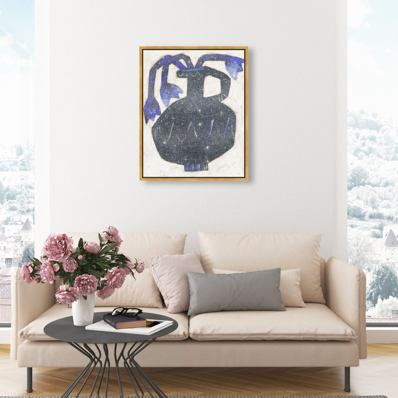 Indigo Vase Print by Oliver Gal, 25"H x 21"W, Gold Floater Frame